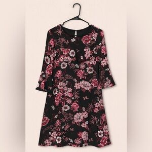 Jessica Howard Women’s Black Maroon Floral Sheath Dress Size 6 Lined Above Knee